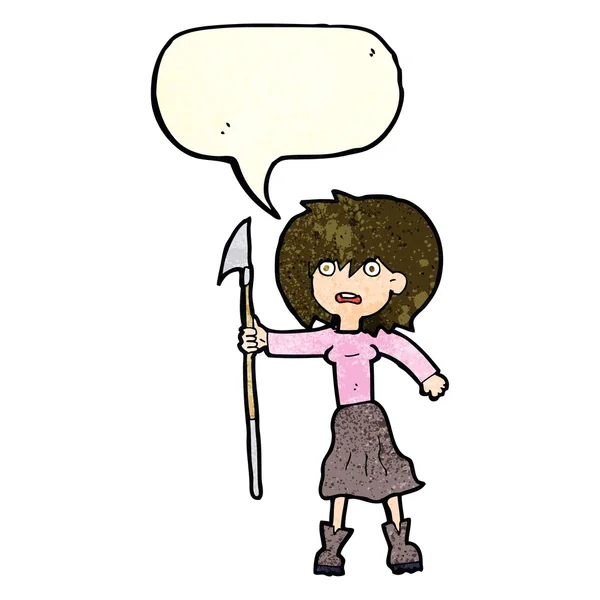 Mujer de dibujos animados con arpón con burbuja del habla — Archivo Imágenes Vectoriales