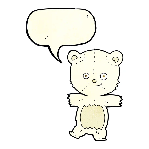 漫画の吹き出しにかわいいシロクマ — ストックベクタ