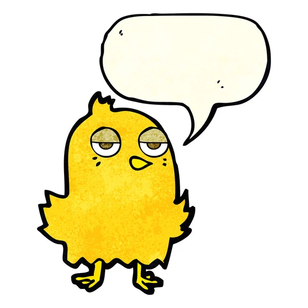 Cartoon bored bird with speech bubble — Stock Vector