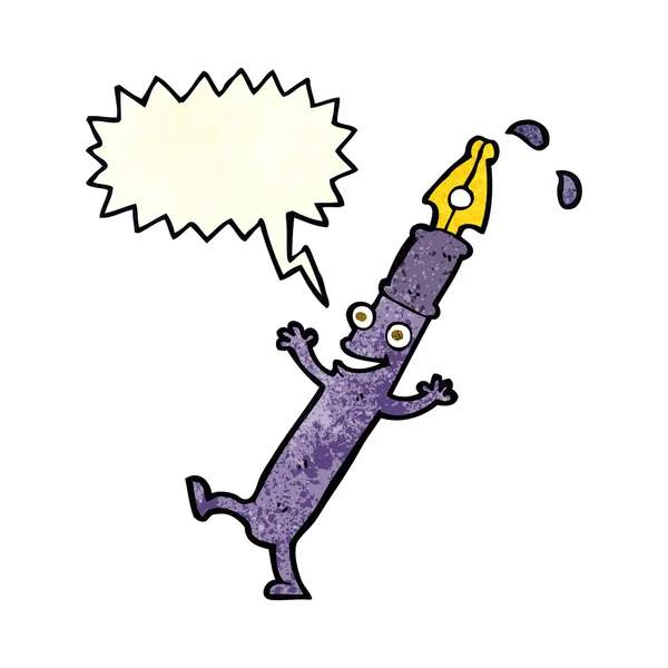 Personnage de stylo de dessin animé avec bulle de parole — Image vectorielle