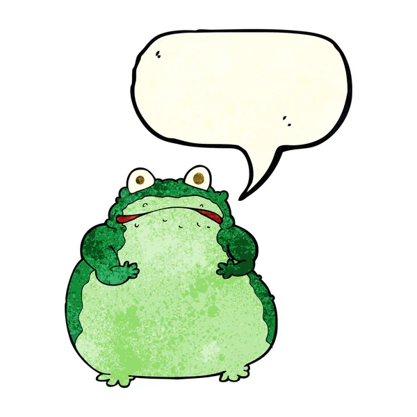 Dibujos animados rana gorda con burbuja de habla — Archivo Imágenes Vectoriales