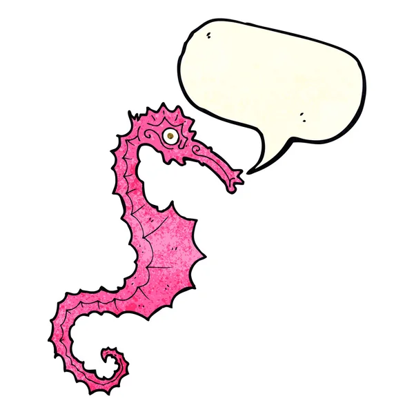 Dibujos animados caballo de mar con burbuja de habla — Vector de stock