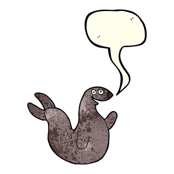 Cartoon happy seal met spraakzeepbel — Stockvector