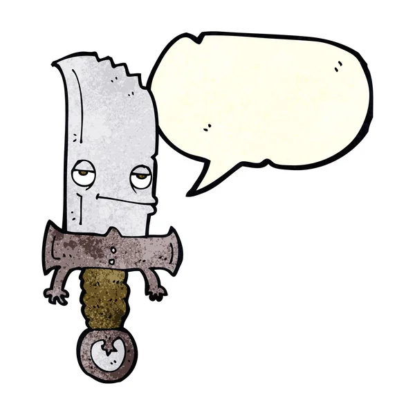 Cuchillo personaje de dibujos animados con burbuja de habla — Vector de stock
