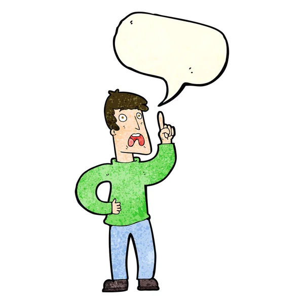 Cartoon man with complaint with speech bubble — Stock Vector