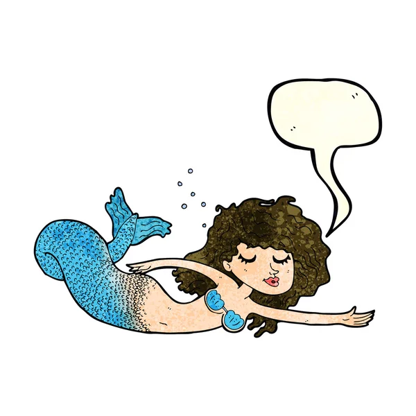 Sirena cartone animato con bolla discorso — Vettoriale Stock