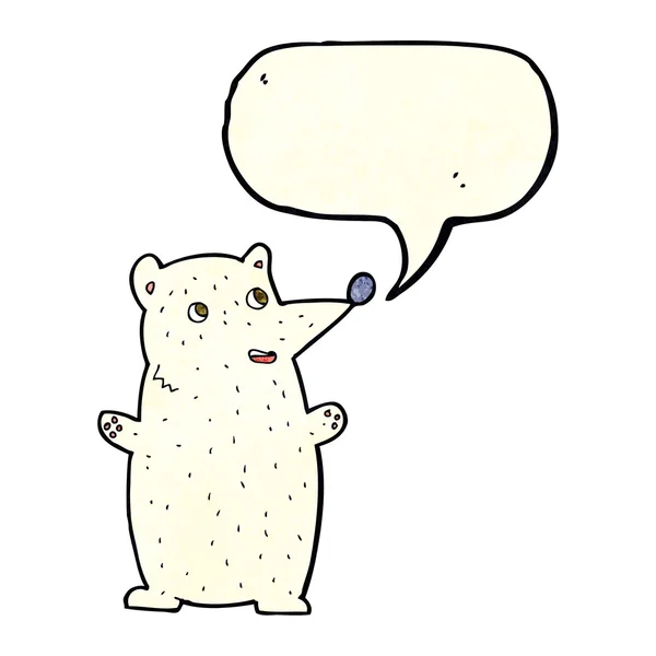 Divertido oso polar de dibujos animados con burbuja de habla — Vector de stock