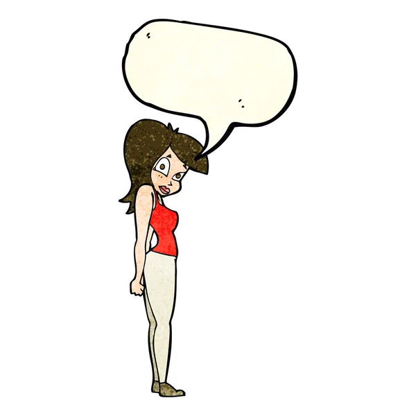 Desenho animado mulher bonita com bolha de fala —  Vetores de Stock