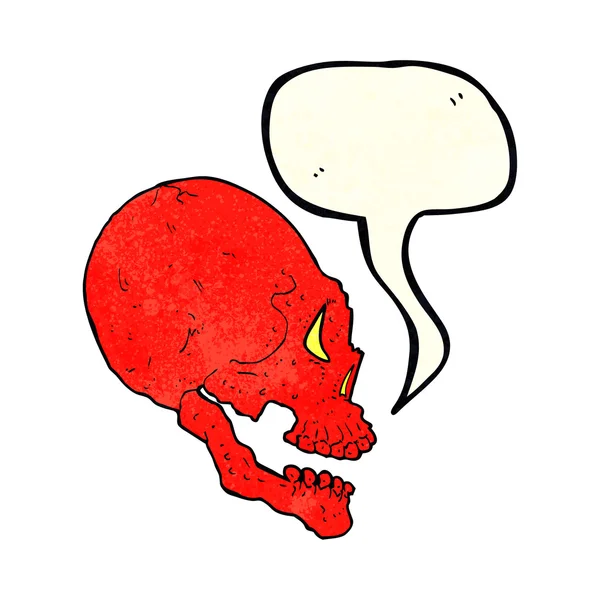 Rote Totenkopf-Illustration mit Sprechblase — Stockvektor