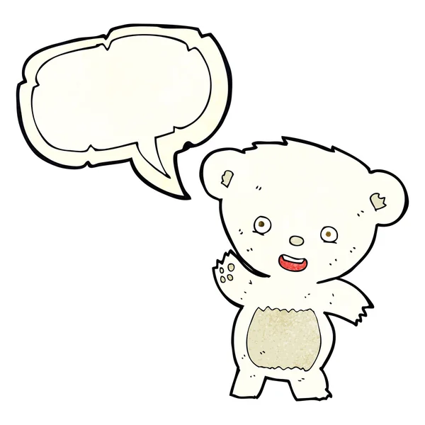 Cartoon viftande isbjörn med pratbubblan — Stock vektor