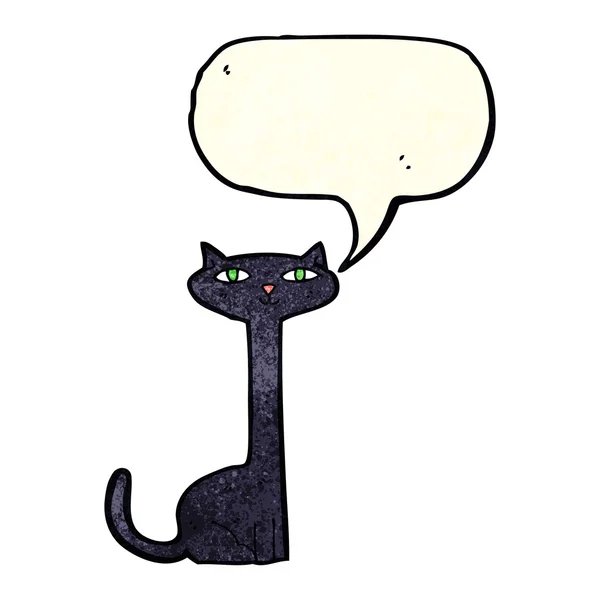 Desenho animado gato preto com bolha de fala — Vetor de Stock
