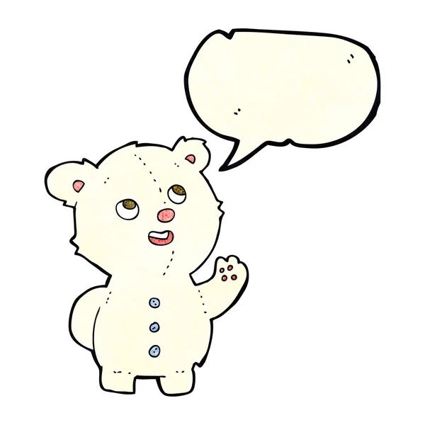 Çizgi film sevimli kutup ayısı yavrusu ile konuşma balonu — Stok Vektör