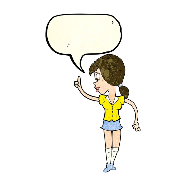 Cartoon meisje met idee met spraakbel — Stockvector