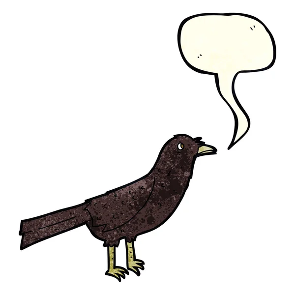 Мультфильм ворона с мыльным пузырем речи — стоковый вектор