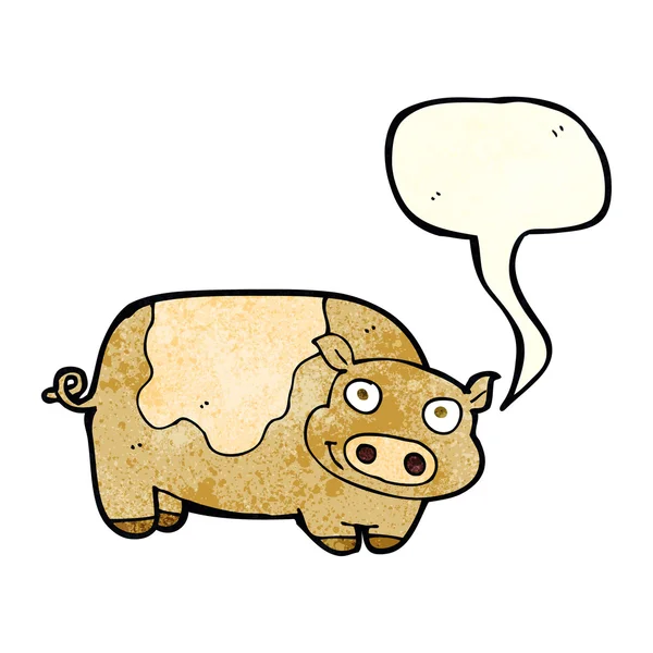 Cochon de dessin animé avec bulle de parole — Image vectorielle