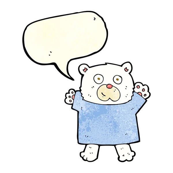 漫画の吹き出しにかわいいシロクマ — ストックベクタ