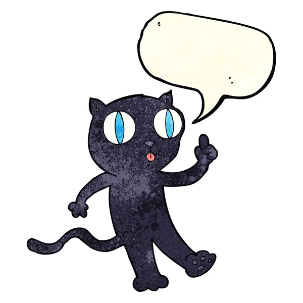Cartoon black  cat with idea with speech bubble — Stock Vector
