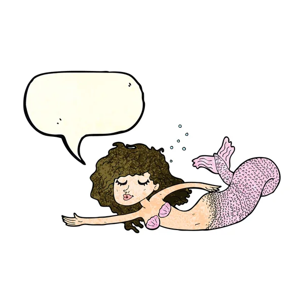 Sirena de dibujos animados con burbuja de habla — Vector de stock