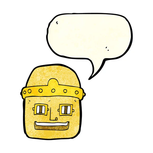 Cabeça robô desenhos animados com bolha de fala —  Vetores de Stock