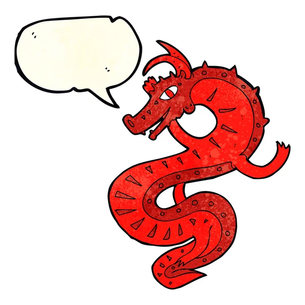 Saxon drago cartone animato con bolla discorso — Vettoriale Stock