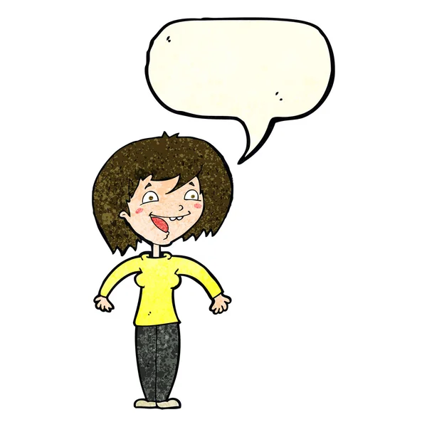 Desenho animado mulher com bolha de fala —  Vetores de Stock