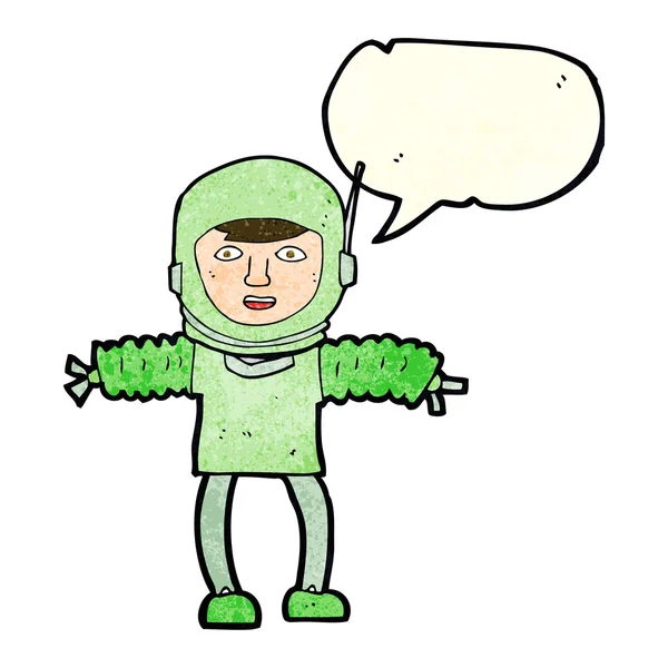 Astronaute dessin animé avec bulle vocale — Image vectorielle