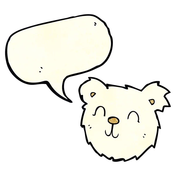 Dibujos animados cara de oso polar feliz con burbuja de habla — Vector de stock