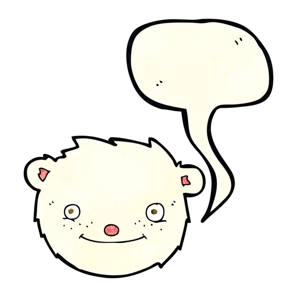 Cartoon polar bear head with speech bubble — Stock Vector