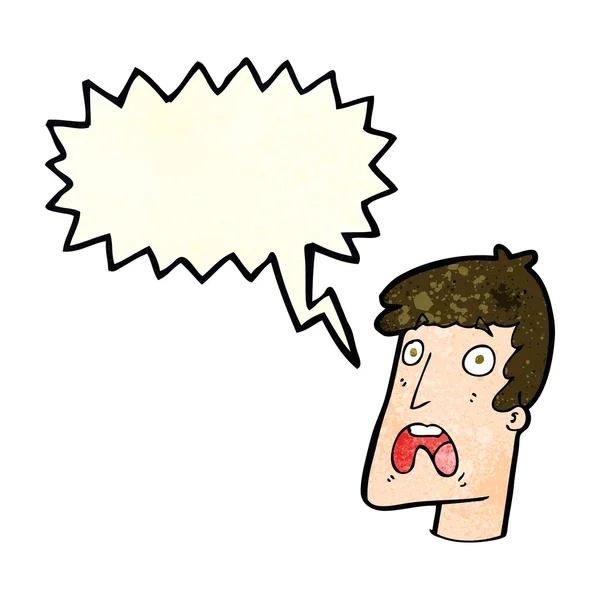 Cartone animato uomo scioccato con la bolla discorso — Vettoriale Stock