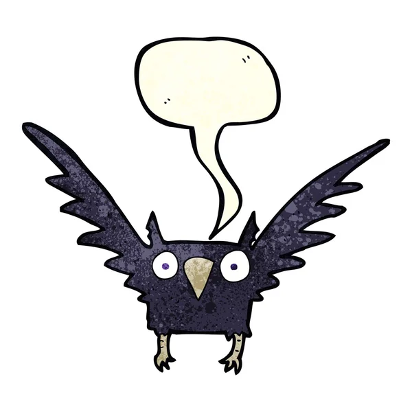 Мультяшная жуткая птица с речевым пузырем — стоковый вектор