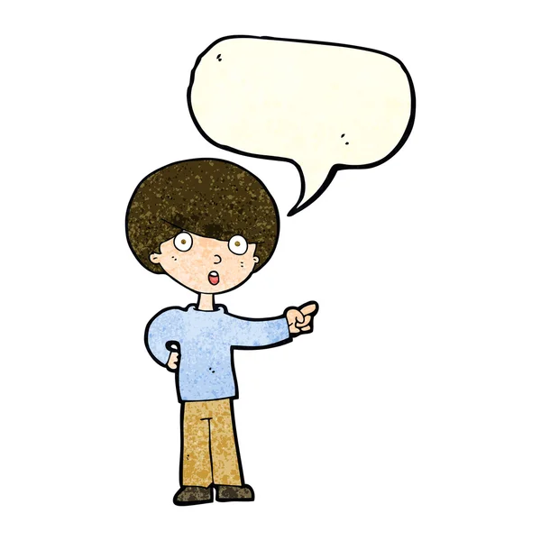 Karikatur zeigt Jungen mit Sprechblase — Stockvektor