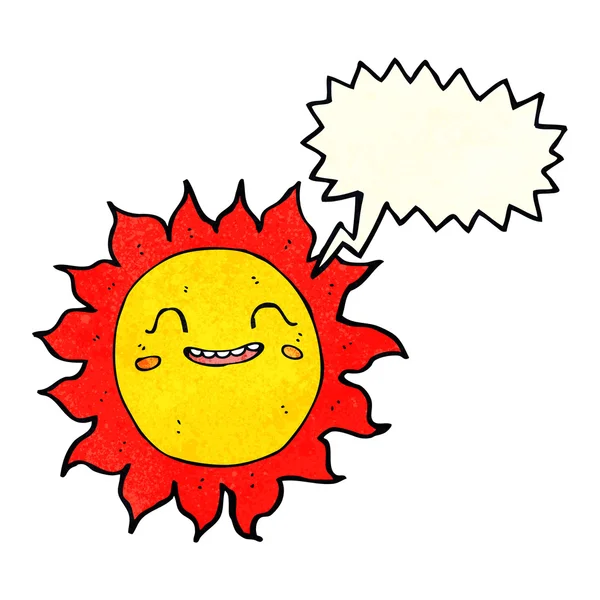 Κινούμενα σχέδια ευτυχισμένο ήλιο με φούσκα ομιλία — Διανυσματικό Αρχείο
