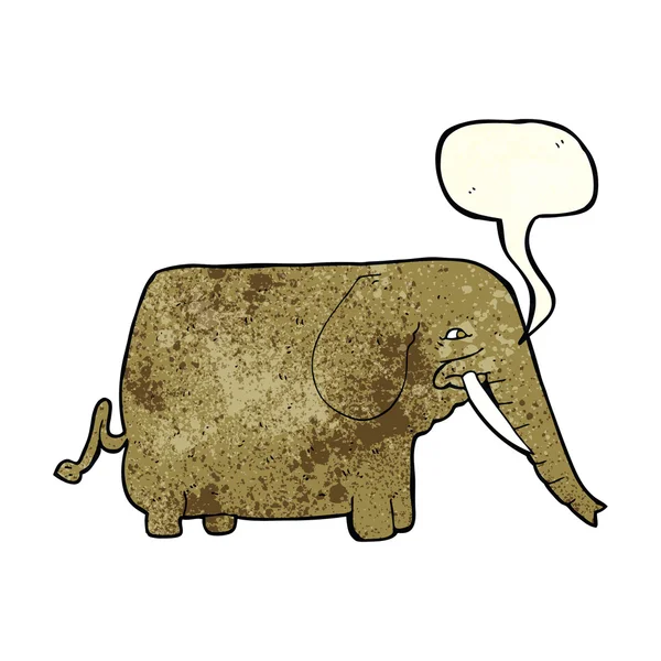 Cartoon mammoth with speech bubble — Stock Vector