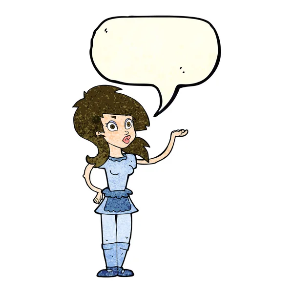 Cartoon mooie serveerster met spraakbel — Stockvector