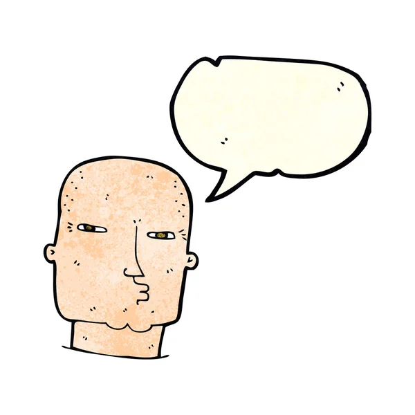 Dessin animé chauve dur gars avec bulle de parole — Image vectorielle