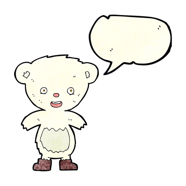 Cartoon polar bear cub with speech bubble — Stock Vector