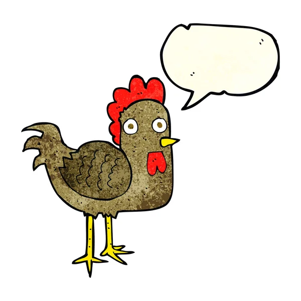 スピーチバブル付きの漫画の鶏 — ストックベクタ