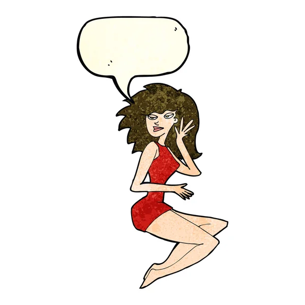Cartoon sexy vrouw met tekstballon — Stockvector