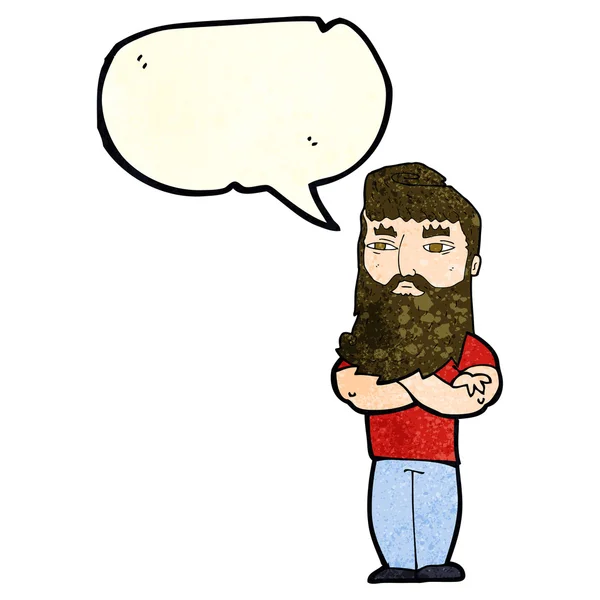 Konuşma balonu ile sakallı ciddi adam çizgi film — Stok Vektör