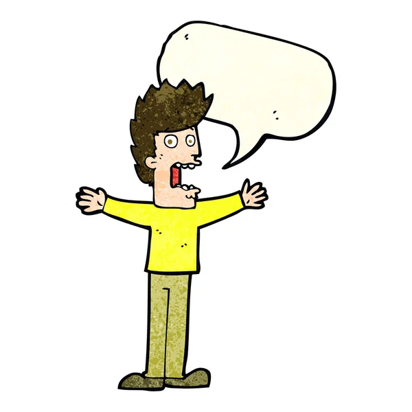 Cartoon bang man met spraakzeepbel — Stockvector