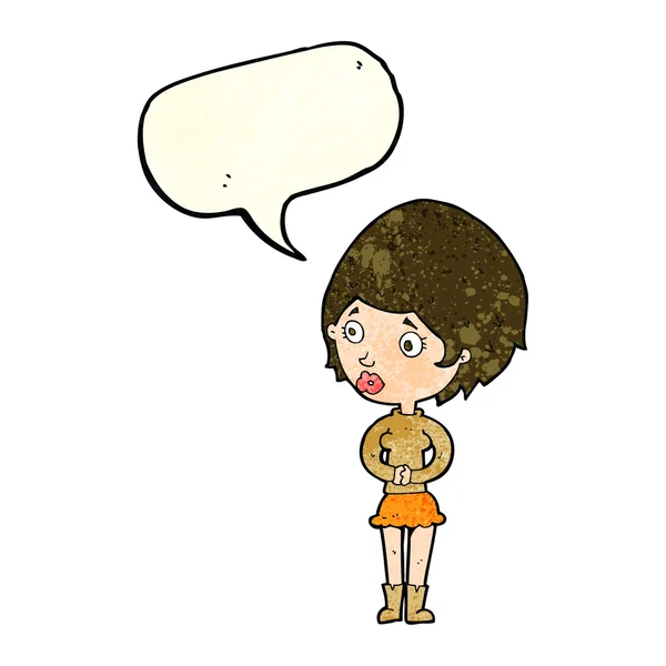 Dibujos animados mujer preocupada con burbuja del habla — Archivo Imágenes Vectoriales