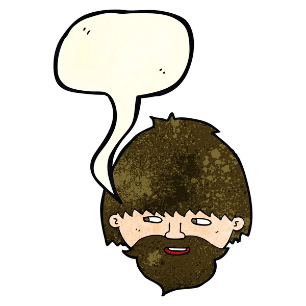 Καρτούν γενειοφόρος άνθρωπος με φούσκα ομιλία — Διανυσματικό Αρχείο