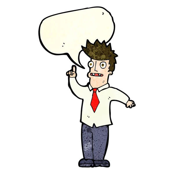 Homem dos desenhos animados com ideia com bolha de fala — Vetor de Stock