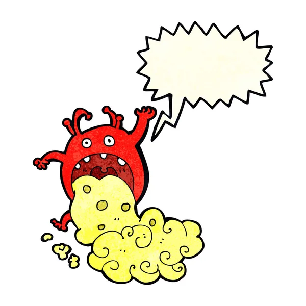 卡通毛怪物生病与讲话泡泡 — 图库矢量图片