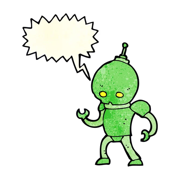 Robot alienígena de dibujos animados con burbuja de habla — Vector de stock