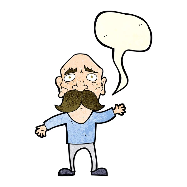 Karikatur beunruhigt alten Mann mit Sprechblase — Stockvektor