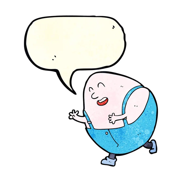 Dibujos animados humpty Dumpty personaje de huevo con burbuja de habla — Vector de stock