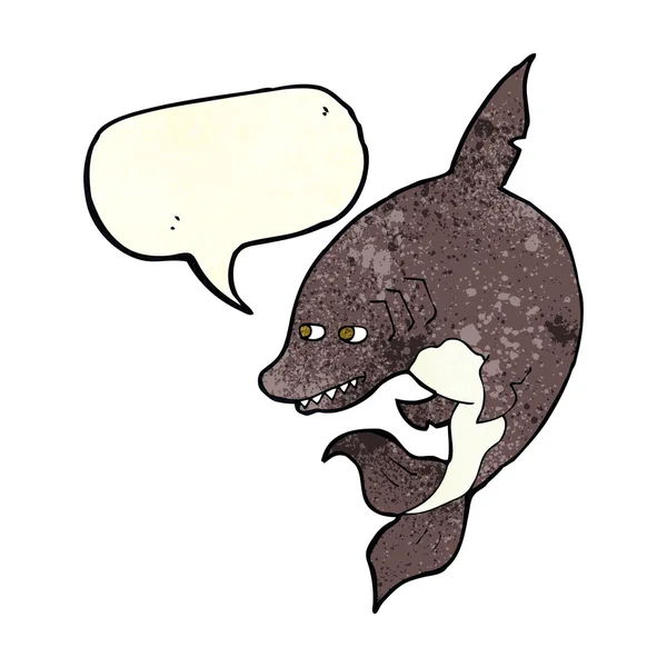 Rolig tecknad haj med pratbubblan — Stock vektor