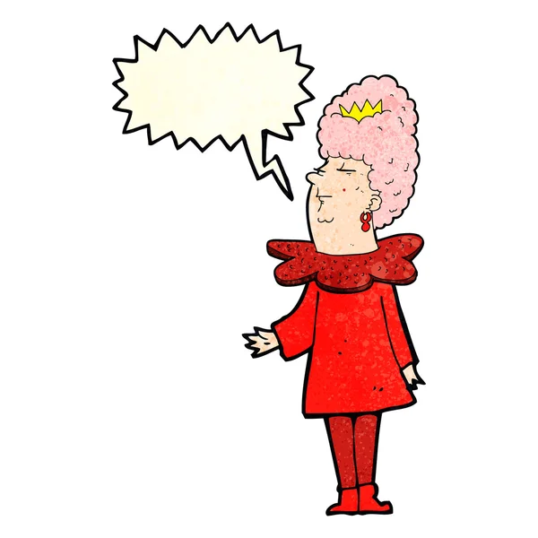 Reina de dibujos animados con burbuja de habla — Archivo Imágenes Vectoriales