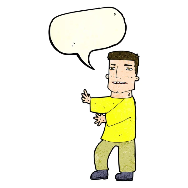 Kreslený muž gestikuluje s bublinou řeči — Stockový vektor